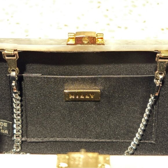 Milly Box Acrylic Clutch Swarovski Crystal Rainbow Stripe Removable Chain - Picture 11 of 14